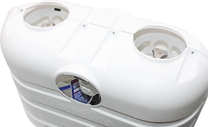 Flame King Dual 30LB LP Propane Tank Light Plastic Heavy Duty Cover for RV, Travel Trailer, Camper - White