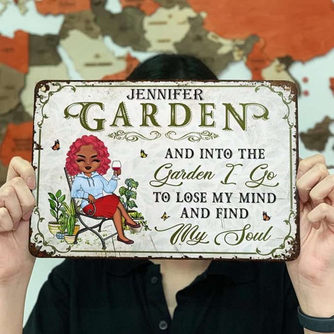 And Into The Garden I Go Gardening, Decor Sign, Personalized Custom Classic Metal Signs Garden Yard Wall Decorative Metal Sign (1)