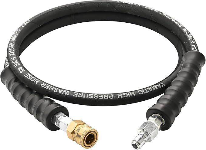 YAMATIC Pressure Washer Whip Hose 5FT, Hose Reel Connector 3/8" for Power Washing, Swivel 3/8" Quick Connector Jumper, 4000 PSI High Durability Cold Hot Water Max. 212°F