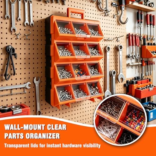 Tool Box Organizer,12-Compartment Portable Small Parts Organizer