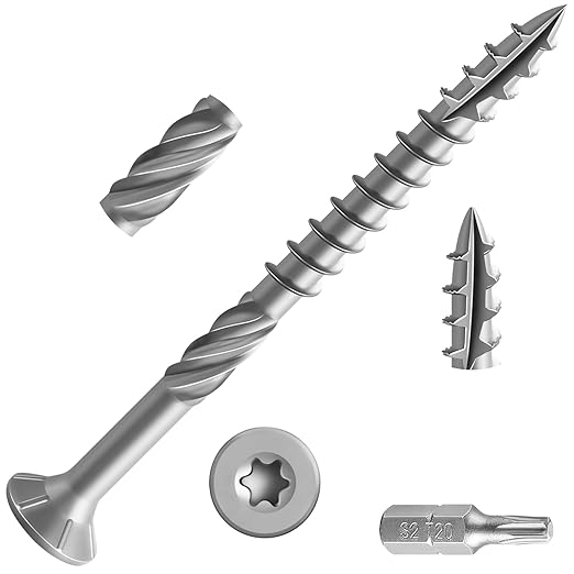#10 * 2-1/2" 304 Stainless Steel Deck Screws, (89pcs) 1 lbs.Exterior Wood Screws, Rust Resistant Epoxy Coated, Bronze, T20 Star Bit