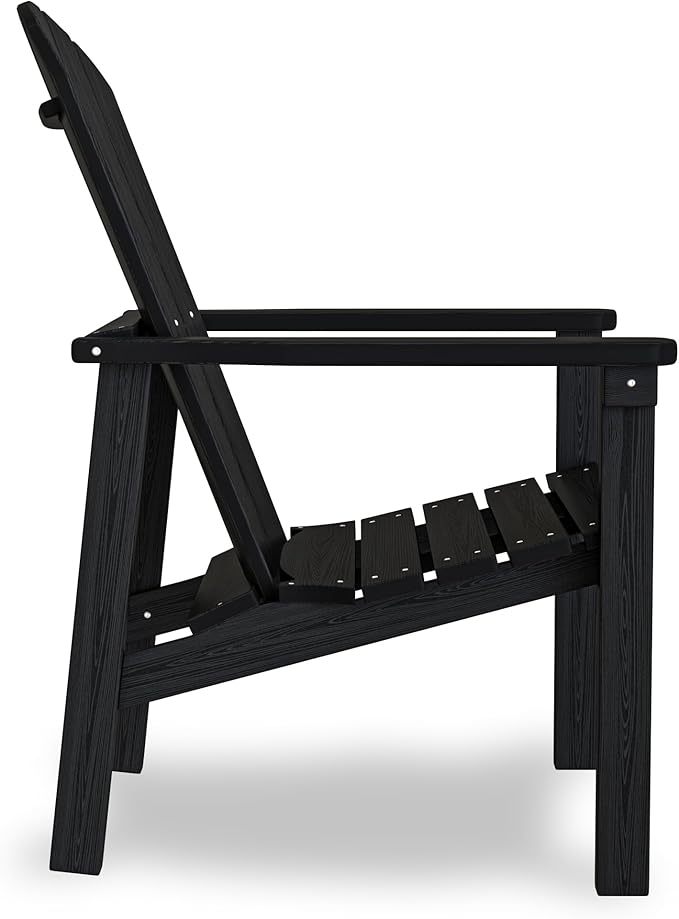 nevilywood Compact Stackable Adirondack Chairs, 26.3" Wide HDPE Outdoor Patio Chairs - Durable, Space-Saving Design for Porch, Lawn or Garden, Black
