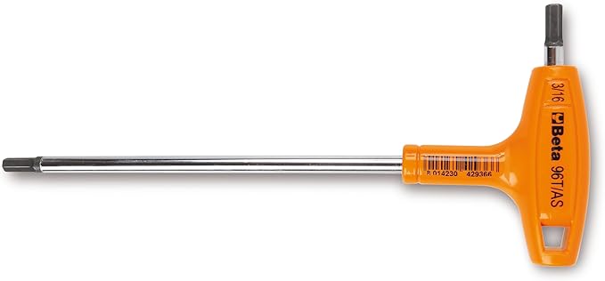 Beta 96T SAE (Fractional Inch) T-Handle Hex Key Wrench 5/16" | High Torque Ergonomic Allen Wrench with Dual Hex Tips | Drop Prevention Hole | Industrial Strength | Made in Italy