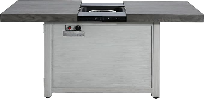 Propane Fire Pit Table, 59.65" Extendable Matal Firepits for Outside, Rectangle Gas Fire Pit for Outside Patio, Propane Fire Table with Rocks and Cover, Tank Inside, 50,000BTU, Dark Gray