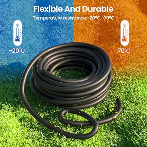 MIXC 25FT 1/2" Irrigation Tubing, 0.7" OD x 0.5" ID Hose with 2 Connectors