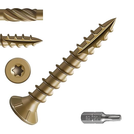 #8 * 1" Deck Screws, (240pcs) 1 lbs.Exterior Wood Screws, Rust Resistant Epoxy Coated, Bronze, T20 Star Bit