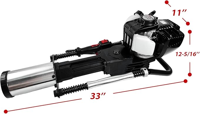 Gas Powered 4 Stroke T Post Driver Hammer Drills, 37.7CC Gasoline Engine Pile Driver, Gasoline Petrol Garden Fencing Tool Machine with 3 Post Driving Head, 49mm, 69mm, 100mm