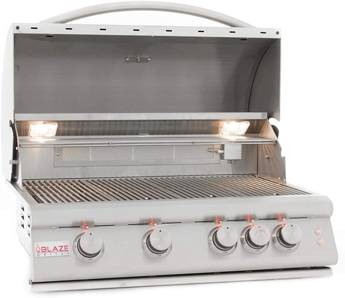 Blaze Marine Grade Stainless Steel Built-In Natural Gas Grill with Lights (BLZ-4LTE2MG-NG), 32-inch
