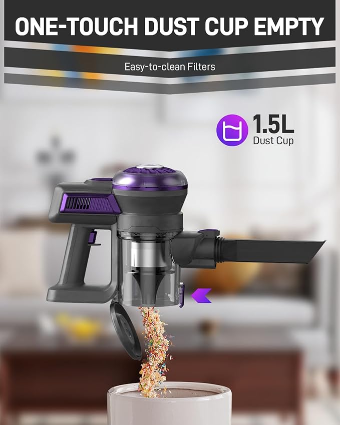 Cordless Vacuum Cleaner, Stick Vac Cleaners for Home with Tangle-Resistant,Up to 50 Minutes,Powerful Suction,Rechargeable,Lightweight,Handheld, Versatile for Carpet, Hard Floor, Pet Hair, S2