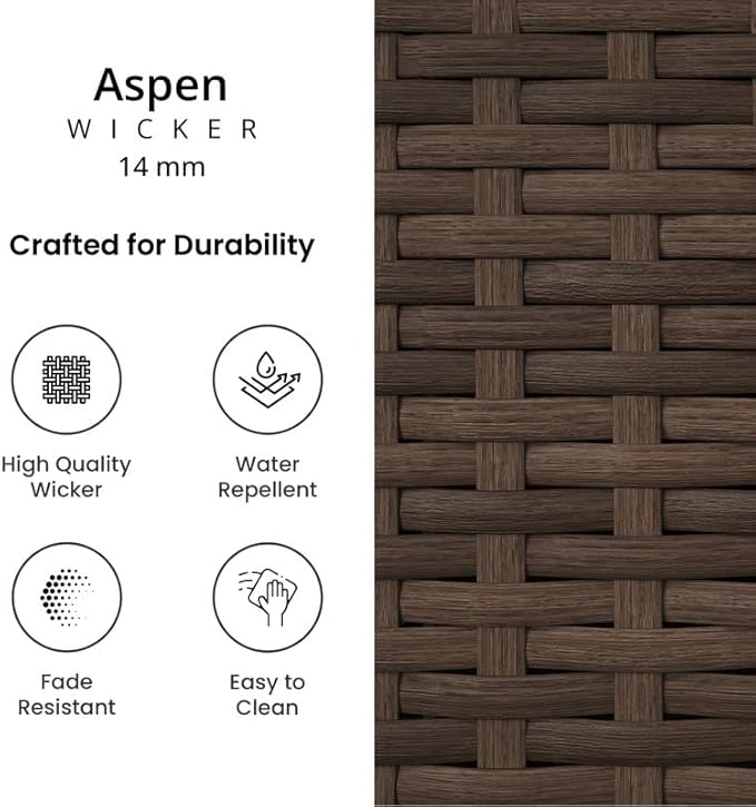 Covers & All Universal 30" Armless Bar Stools, 14 mm Premium Aspen Wicker Patio Furniture Designed for Deck and Garden Dining and Durable Outdoor Furniture for Poolside Bar (22" L x 18" W x 47" H)
