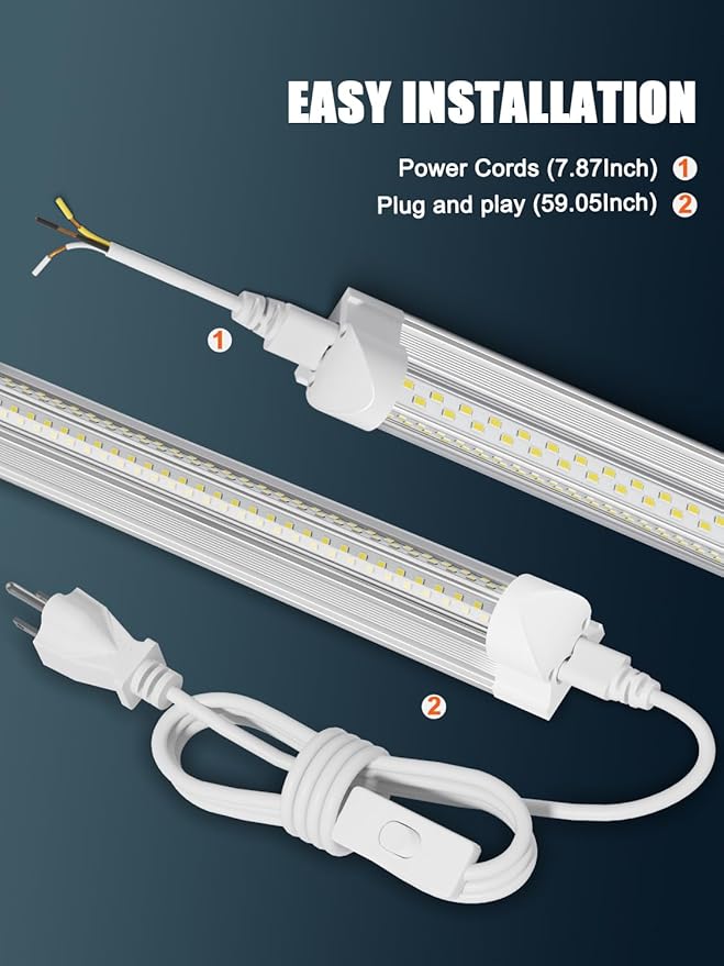 6 Pack 100w 8ft Led Shop Light, Super Bright 15000lm 5000k V Shape 8' Led Shop Lights, Linkable 8 Foot Led Shop Lights for Garage Warehouse, Supermarket, Basement, Barn, Storage Area