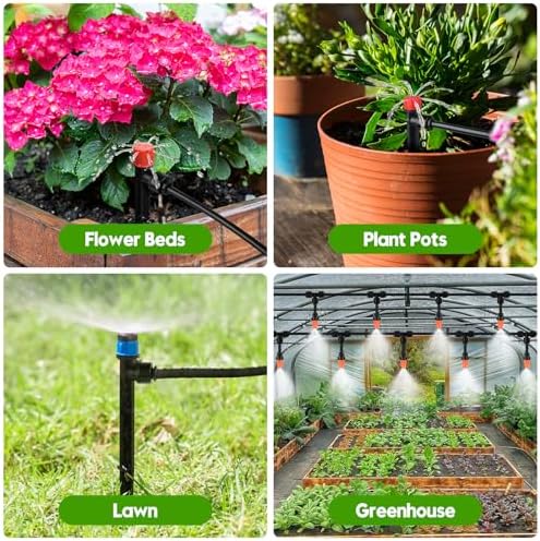 240FT Drip Irrigation System for Garden, 2026 Upgraded Quick-Connect Automatic Garden Watering System with 1/2" & 1/4" Tubing and Adjustable Nozzle Emitters for Greenhouse, Yard, Lawn, Raised Bed