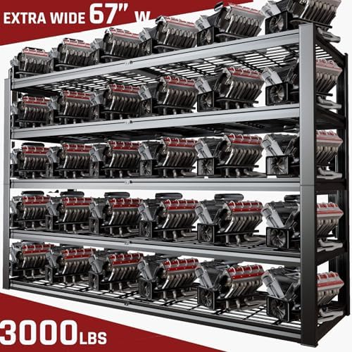 67" W Garage Shelving Heavy Duty, 18" D Garage Shelves, 78" H Adjustable Storage Shelving Unit, 5 Tier Commercial Metal Shelves for Warehouse, Basement, Shop, 67" W x 18" D x 78" H