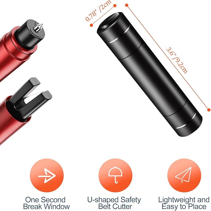 Car Window Breaker and Seatbelt Cutter 4 Pack, 2-in-1 Car Safety Hammer, Multifunctional Auto Glass Breaker, Portable Emergency Rescue Tool for Automotive Accidents