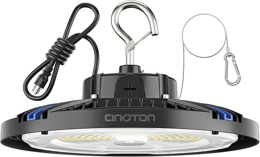 CINOTON 210W Switchable UFO LED High Bay Light, Aluminum LED Shop Lights with 31500LM, 5000K Commercial Bay Lighting for Garage Workshop 5000K Daylight-ETL Listed, 1 Pack