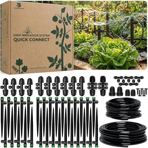 CARPATHEN Quick Connect Drip Irrigation System Kit with Sprinkler, 100 feet
