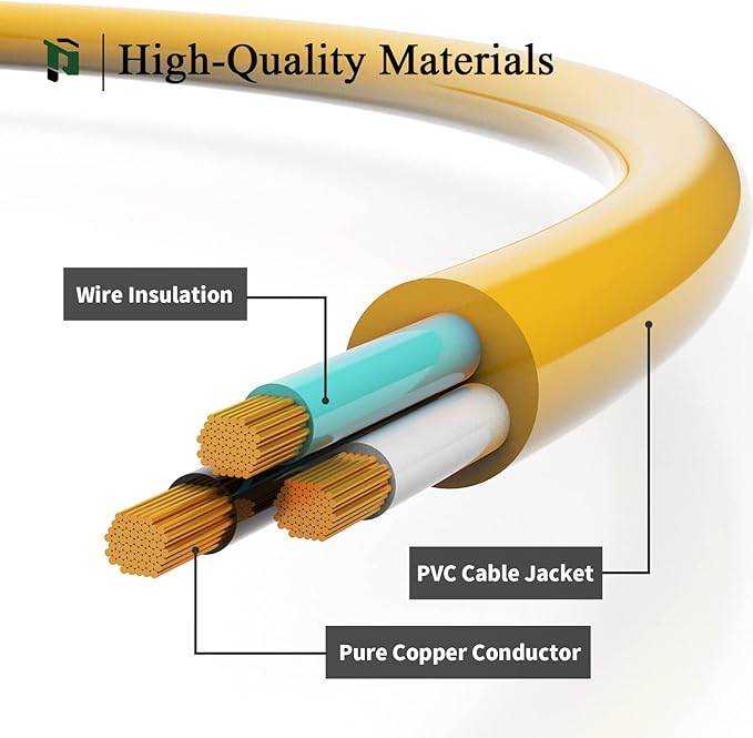 PLUGTUL 12 Gauge Extension Cord 25 Ft, Heavy Duty Outdoor Extension Cord Waterproof Lighted End SJTW, 3 Prong Grounded Plug for Safety, 15A 1875W, ETL Listed, Great for Garden and Home, Yellow