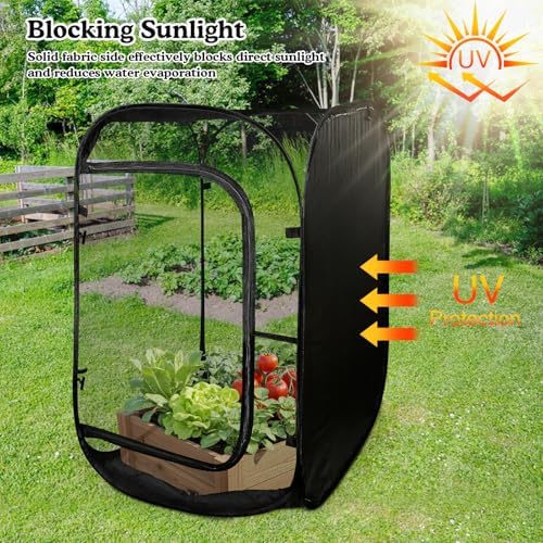 Pop Up Garden Mesh Plant Protectors Tent Net Cage, Pest Guard Covers for Protect Outdoor Vegetables Strawberry Fruit Flowers Shrubs from Birds Insects (1, Black)