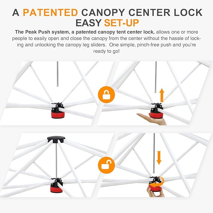 EAGLE PEAK Pop Up Canopy Tent with Wheeled Carry Bag, 8 Stakes, 4 Ropes, 4 Weight Bags, Easy Set Up Tent Canopy, 12x12 ft, 144sqft of Shade, White