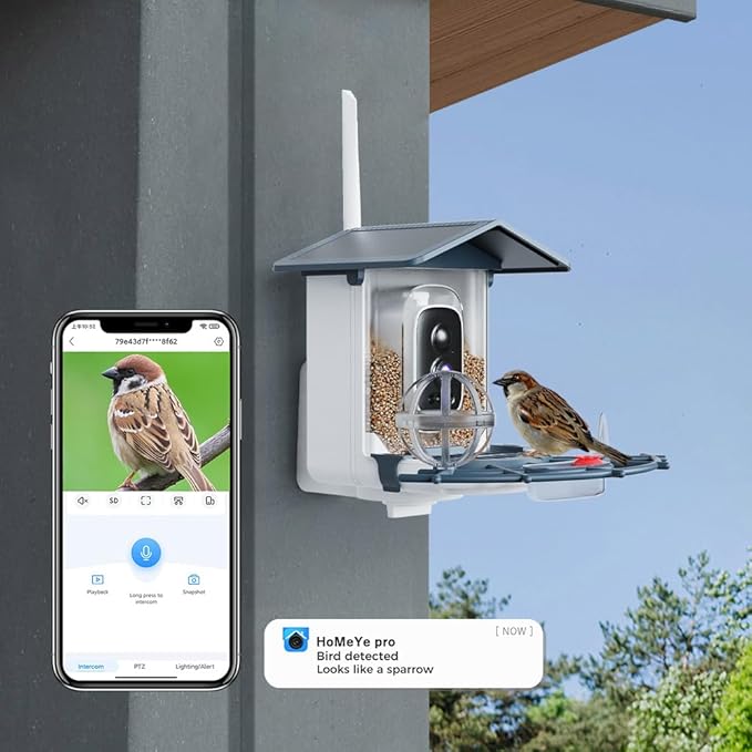 WOOLINK 2K Smart Bird Feeder with Camera, 3MP 2.4Ghz Solar Wireless Battery Camera With AI Bird Species Identification, HD Video Bird House with Camera for Ourdoor, IP65 Waterproof, Color Night Vision