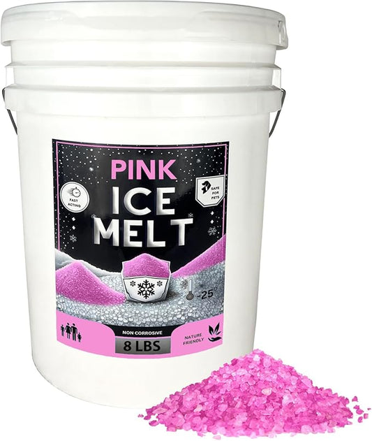 Peach Country Pink Ice Melt -25°F Effective, Pet Safe Eco-Friendly De-Icer, Fast-Acting Granules for Driveways, Walkways & Entryways, 8 lb Pail