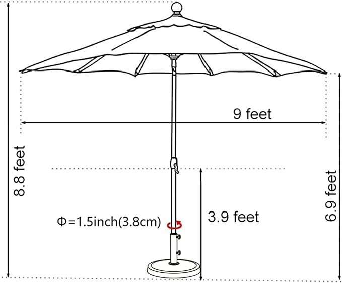 EliteShade USA 10-Year-Non-Fading 9Ft Market Umbrella Patio Umbrella Outdoor Table Umbrella with Ventilation, Burgundy