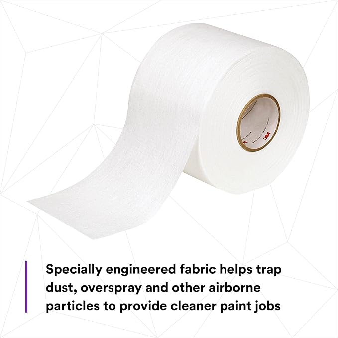 3M Dirt Trap Protection Material 36850, White Color, Nonwoven, Overspray Protection, Traps Dust and Debris, Clean, 6 in x 300 ft
