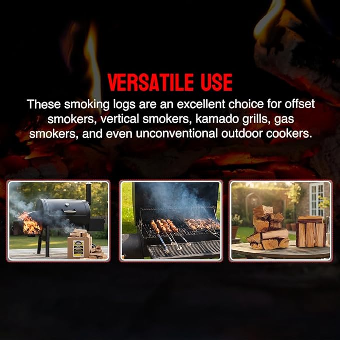 Smoking Wood Mini Splits, 6-Inch Firewood Logs, Naturally-Cured Maple Hardwood for Wood-Fired Ovens, Smokers, BBQ & Charcoal Grills, USA Made, 12-17 lbs., 800 Cubic Inches