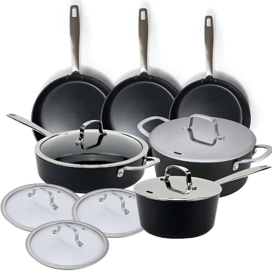 Alva Maestro 12-Piece Ceramic Cookware Set – Nonstick & No PTFE, PFOA, PFAS for Safe, Healthy Cooking – Oven & Induction Safe for Fast Even Heat, Effortless Cleanup, Durable Designed to Last