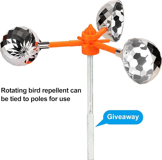 Birds Reflect Deterrent Visual Bird Scarer Deterrent Devices Outdoor Bird Control for Seagull Pigeon Harmless Device to Keep Birds Away from Your Farm Boat (Orange)