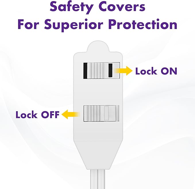 POWERCORDS [ETL Certified] 2-Pack 16 AWG 2 Prong Extension Cord, 13A 3-Outlet Indoor Extension Cord with Tamper Guard, 13 Amp, 1625 Watts, White, Available Lengths 3FT, 6FT, 10FT, 15FT (3 Feet)