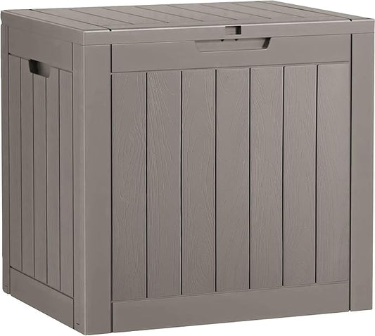 Outdoor Storage Box, Resin Deck Boxes Outdoor Waterproof For Patio Furniture, Garden Tools, Pool Supplies, UV Resistant, Lockable (32 Gallon, Grey)
