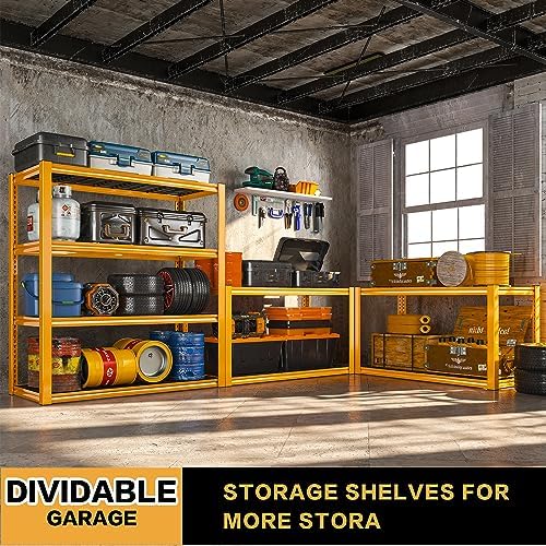 REIBII 40" W Yellow Garage Shelving with Double-Layer Frames for Homeowners