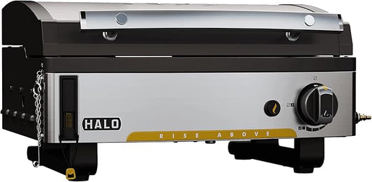 HALO Elite1B Outdoor Griddle | 2 Cooking Zones | 284sq. In. (21″ x 13.53″) Wind-Proof Cooking Surface | Portable Flat Top for Camping, Tailgates, and Patios | Propane Gas Grill | HZ-1007-ANA