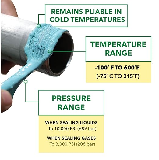 Gasoila Thread Sealant for Ethanol E10 & E85 Applications – Non-Hardening, Non-Toxic, Opaque Dark Green Paste – USA-Made, 1 Pint – Ideal for Pipe Threads, Motors, Fuel Lines & More – Brush in Cap
