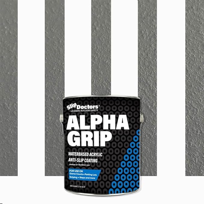 Alpha Grip Non-Slip Paint for Concrete & Asphalt – Non-Skid Coating Ideal for Striping Parking Lots, Playgrounds & Pavements (Medium Gray, Quart)