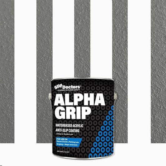 Alpha Grip Non-Slip Paint for Concrete & Asphalt – Non-Skid Coating Ideal for Striping Parking Lots, Playgrounds & Pavements (Medium Gray, Quart)