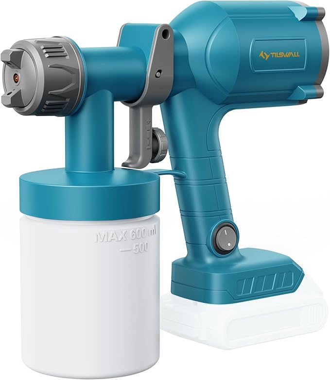 Tilswall Ultra-Light Cordless Paint Sprayer for Dewalt 20V Battery (Battery Not Included), Portable Electric Spray Paint Gun with 20 oz Container, 3 Spray Modes for House Painting Fence Wall Wood