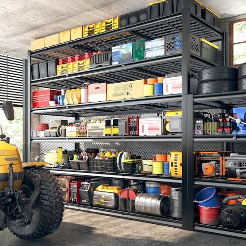 REIBII 60" W Garage Shelving, 3000LBS Storage Shelves, 6 Tier Heavy Duty Shelving, Adjustable Metal Shelving Units and Storage Rack for Warehouse, Pantry, Basement, 60" W x 84" Hx 24" D, 3 Pack