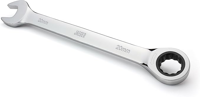 Jaeger 20 mm Ratchet Wrench with 90-Tooth Ratcheting Precision and Hardened, Polished Steel for Projects with Metric Tight Spaces