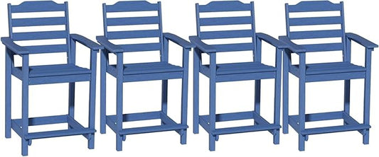 OTSUN Tall Adirondack Chairs Set of 4, HDPE Weather Resistant Balcony Chairs for Garden, Backyard, Poolside, Capacity 300 LBS(4 PCS，Navy Blue)