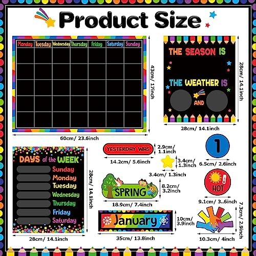 Tenare 85 Pcs Classroom Calendar Bulletin Board Colorful Weather Chart