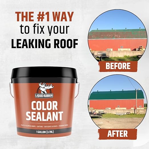 Liquid Rubber Color Waterproof Sealant - Elastomeric Roofing Coating for Flat or Slope Roofs & Foundations - DIY Paint & Leak Repair Membrane Compatible with Metal & Concrete - Medium Brown, 1 Quart