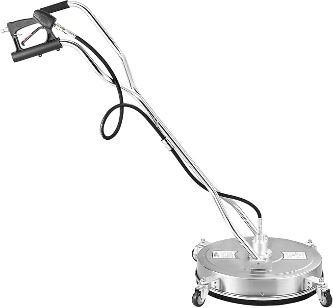 VEVOR 20" Pressure Washer Surface Cleaner, Stainless Steel Pressure Washer Attachments with 4 Wheels, 4500 Max PSI, 3/8 Quick Connector, 2 Spray Nozzles, Dual Handle, for Concrete, Patio, Sidewalk