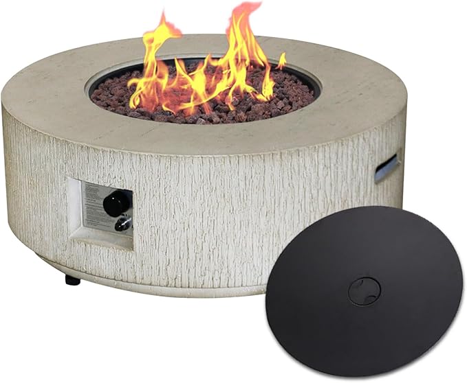 Afterglow Firepits All Terrafab External Gas Tank for Outdoor Use Round 50000Btu, Gray