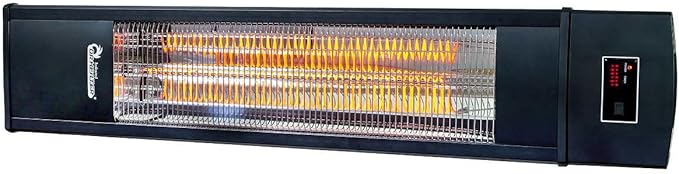 DR. INFRARED HEATER DR-298 Freestanding Portable Infrared Space Heater, 1500W Indoor Outdoor Use, Wall/Ceiling Mountable, Remote Control, 3 Heat Settings, Timer, Tip-Over & Overheat Protection, Black