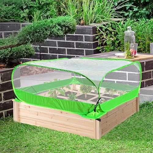 Pop Up Garden Mesh Plant Cover 2Pcs Outdoor Plant Protector Mesh Plant Enclosure Raised Bed Garden Bird and Pest Protection Guard for Fruits Vegetables Seedlings and Herbs