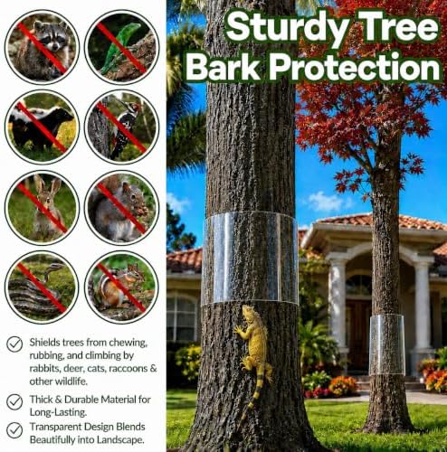 60" x 16" Clear PVC Tree Guard Wrap, Reusable Tree Trunk Protector with Adhesive Tape, Easy Install Iguana & Cat Climbing Deterrent for Small Trees, Garden and Yard