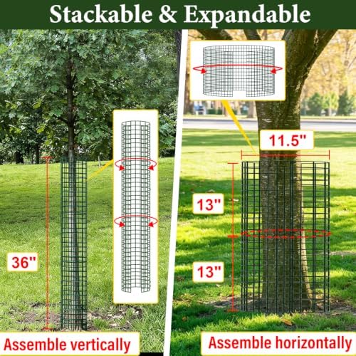Metal Tree Trunk Protector, 4 Pack 36" Mesh Tree Guards Tree Protectors with Zip Ties, Stakes, ExpandableTree Trunk Protector Guard, Tree Protectors from Deer, Mower, Animals(36",4 Pack)
