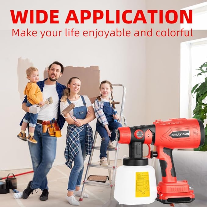 Cordless Paint Sprayer for Craftsman 20V Battery, 200W HVLP Spray Paint Gun Tool with Brushless Motor and Copper Nozzle, Easy to Clean, for Furniture, Fence, Walls, Ceiling, Door etc. (No Battery)